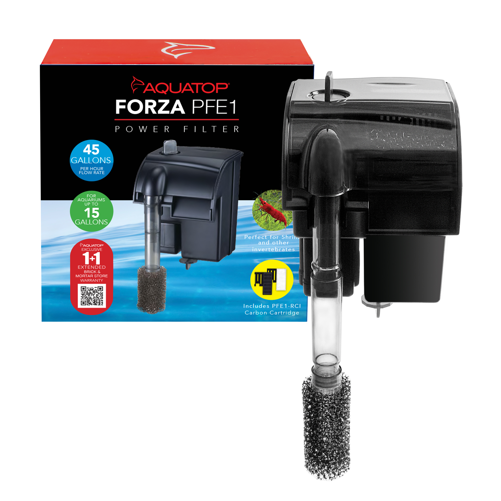 AQUATOP PFE1 FORZA 45 GPH Power Filter for Aquariums 515 Gallons